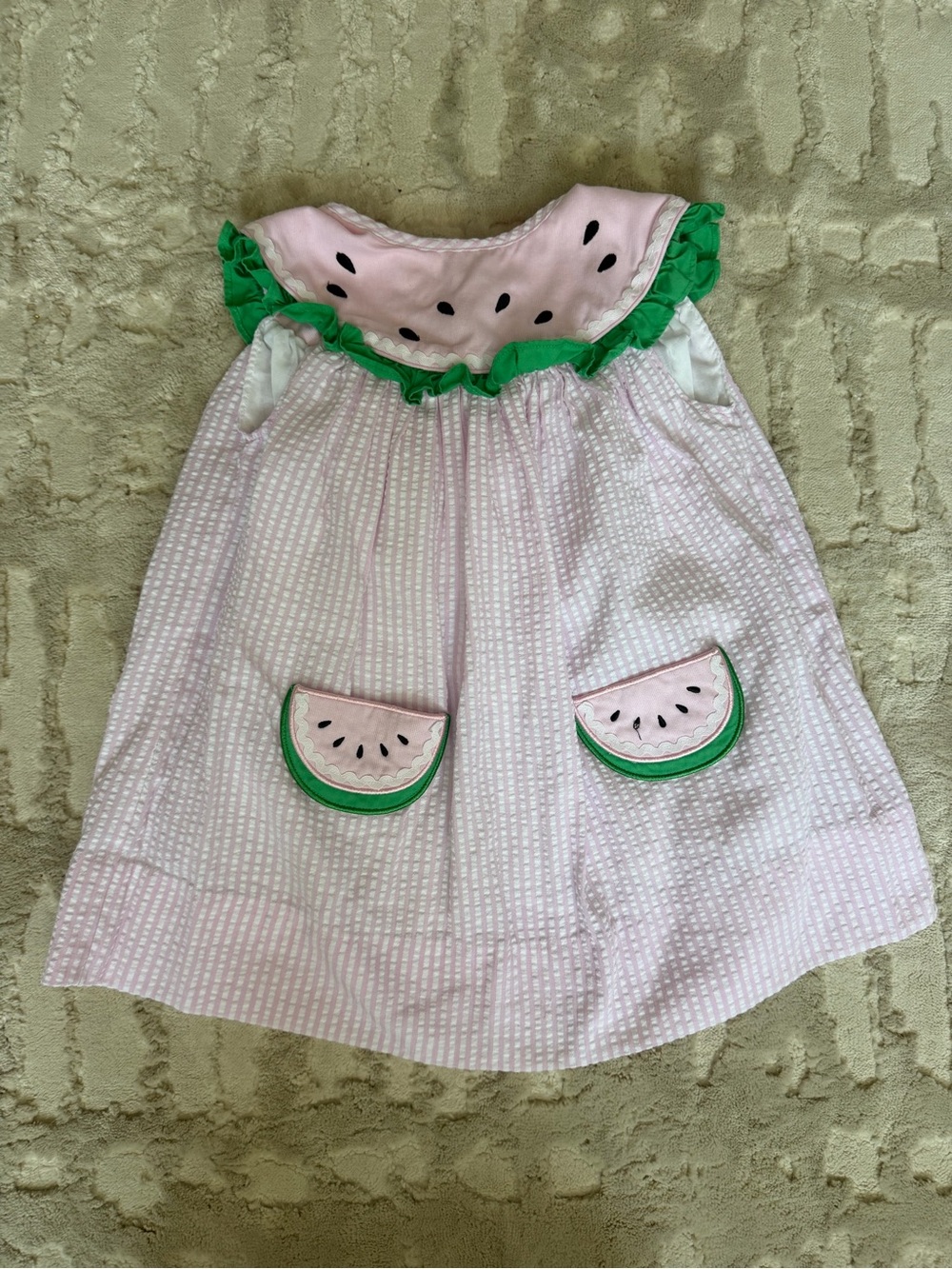Pink Watermelon Appliqué Kids Dress